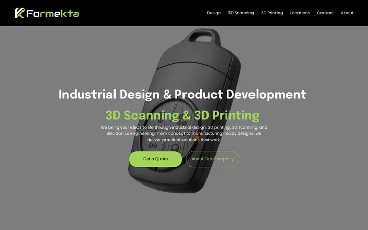 Formekta homepage, a website built and managed by Sites Crafted