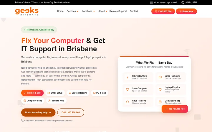 Geeks homepage, a website built and managed by Sites Crafted