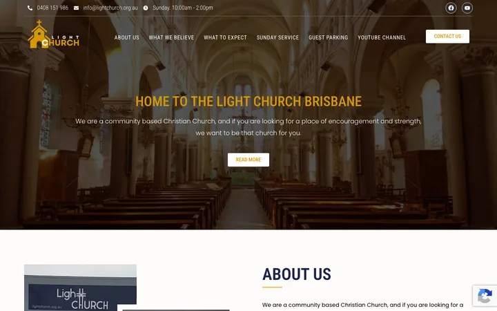 Light Church Brisbane homepage, a website built and managed by Sites Crafted