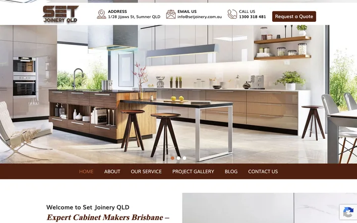 Set Joinery QLD homepage, a website built and managed by Sites Crafted